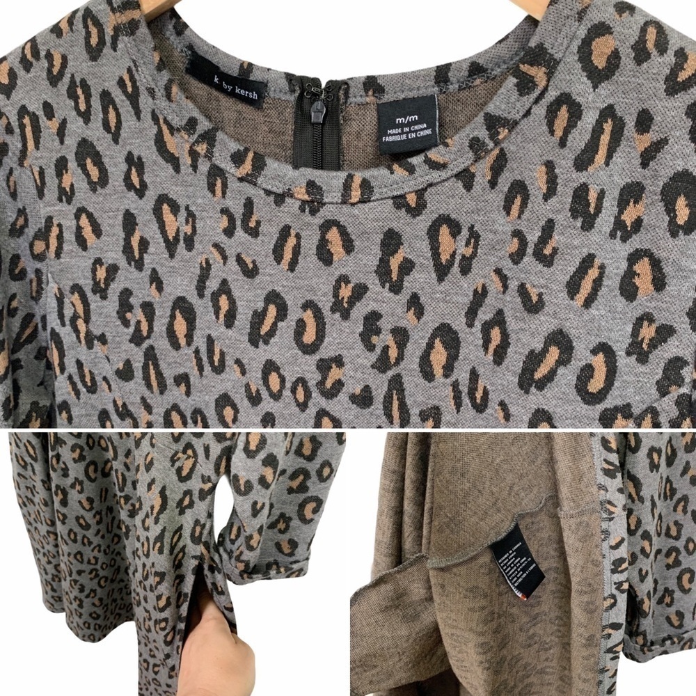 K by Kersh Leopard Print Sweatshirt Skater Dress - Picture 6 of 8